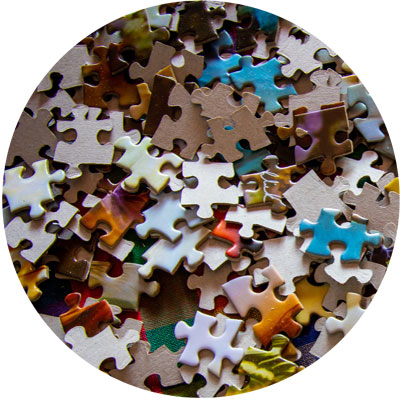 Box of jigsaw pieces